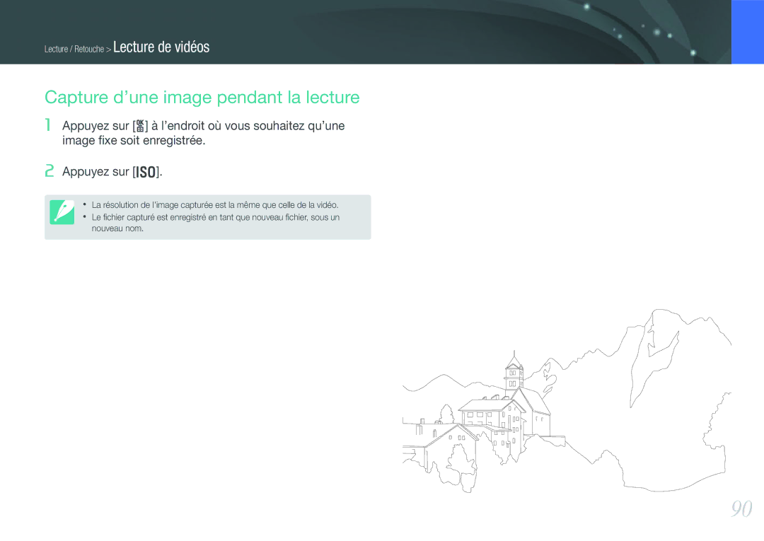 Samsung EV-NX200ZBABFR, EV-NX200ZBSBFR manual Capture d’une image pendant la lecture 