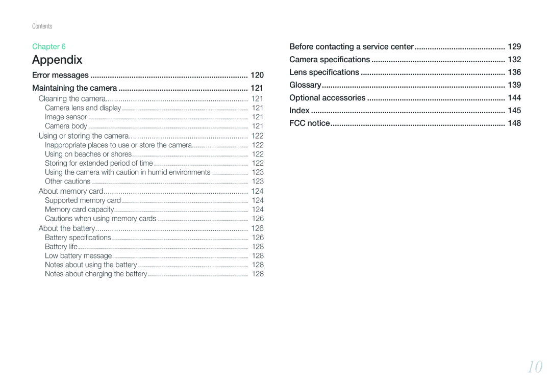 Samsung EV-NX200ZBABIL, EV-NX200ZBSBFR, EV-NX200ZBABPL, EV-NX200ZBSBDE, EV-NX200ZBSTDE, EV-NX200ZBABFR manual 121, 122, 124, 126 