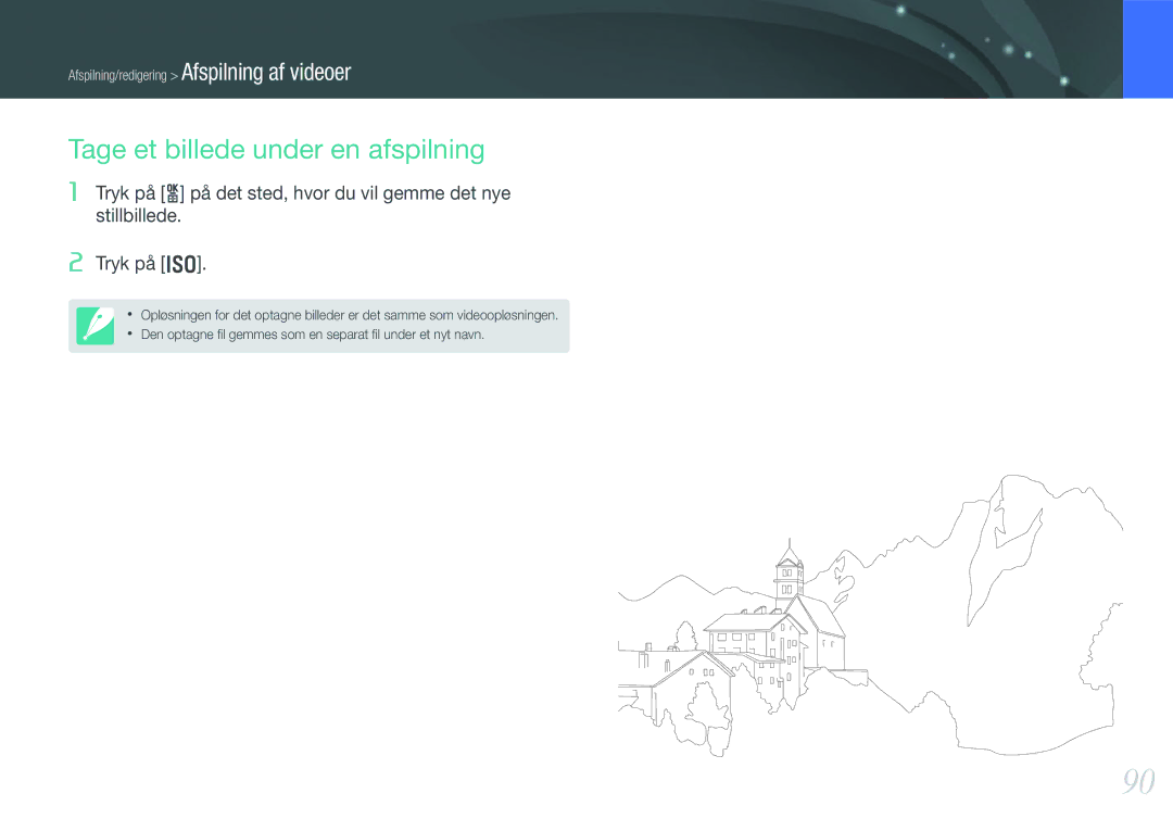 Samsung EV-NX200ZBSBDK, EV-NX200ZBSBSE manual Tage et billede under en afspilning 