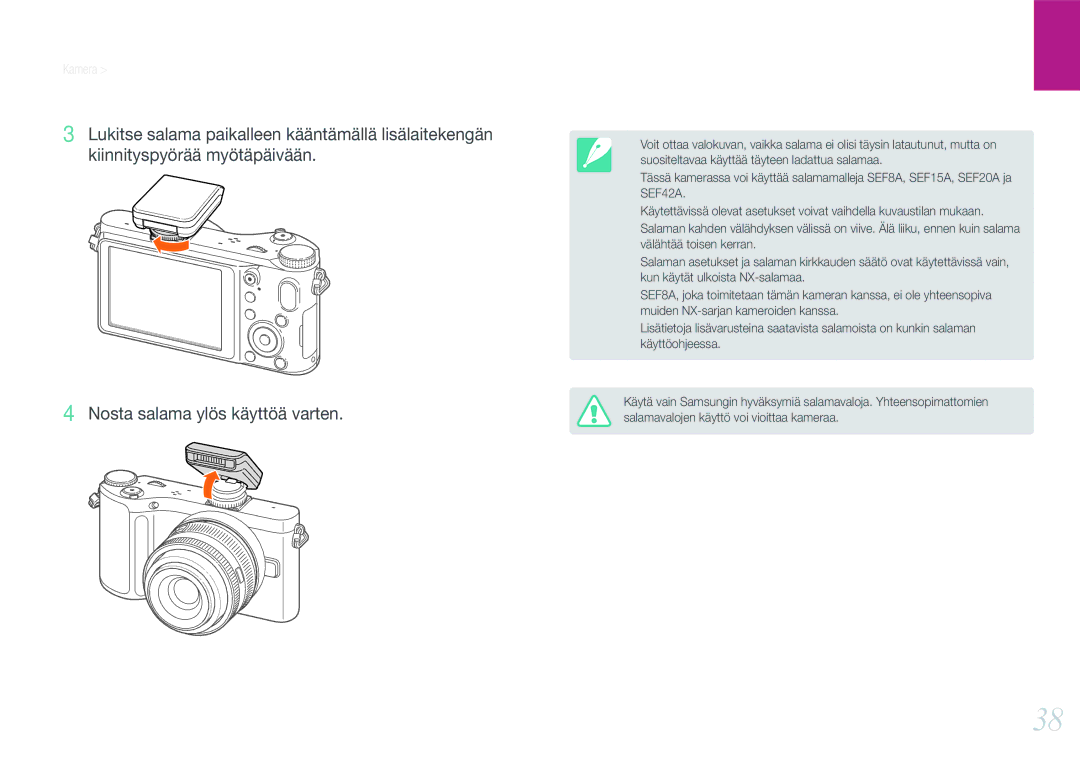 Samsung EV-NX200ZBSBDK, EV-NX200ZBSBSE manual Kamera Lisävarusteet 