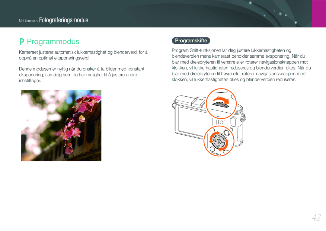 Samsung EV-NX200ZBSBDK, EV-NX200ZBSBSE manual Programmodus, Programskifte 