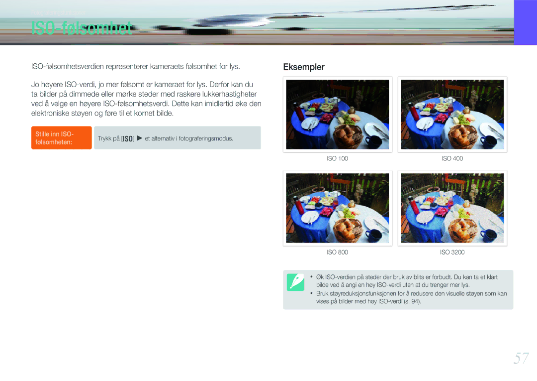 Samsung EV-NX200ZBSBSE, EV-NX200ZBSBDK manual ISO-følsomhet, Eksempler 