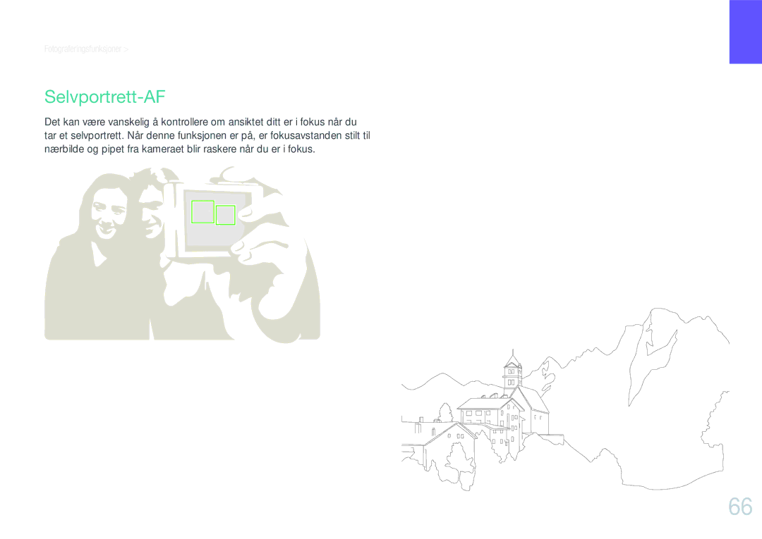 Samsung EV-NX200ZBSBDK, EV-NX200ZBSBSE manual Selvportrett-AF 