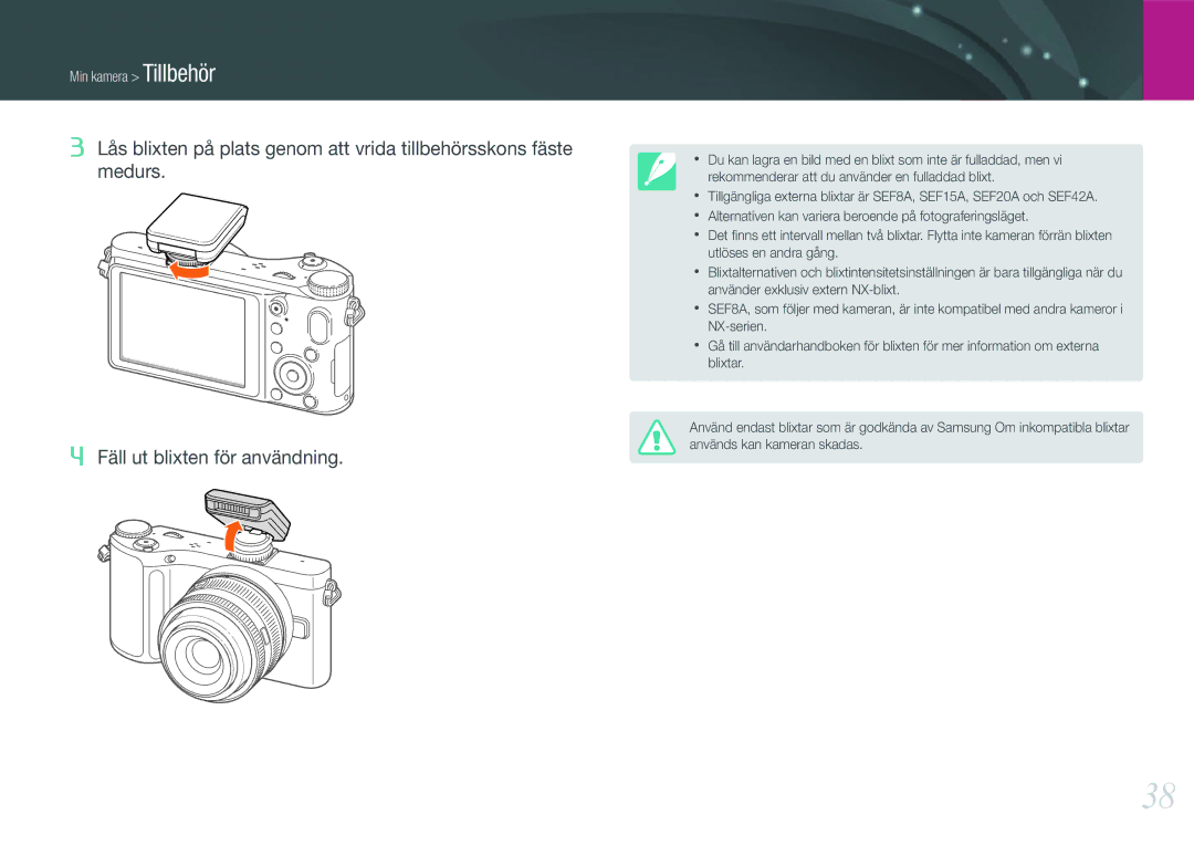 Samsung EV-NX200ZBSBDK, EV-NX200ZBSBSE manual Min kamera Tillbehör 