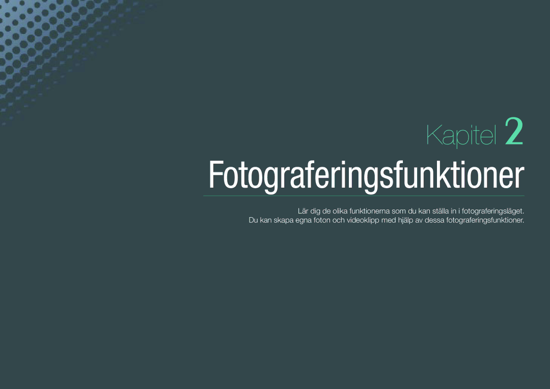 Samsung EV-NX200ZBSBSE, EV-NX200ZBSBDK manual Fotograferingsfunktioner 