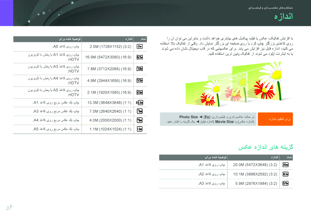 Samsung EV-NX200ZDABME, EV-NX200ZBSTDE, EV-NX200ZAAB, EV-NX200ZAST, EV-NX200ZBABIL manual سکع هزادنا یاه هنیزگ, هزادنا دامن 