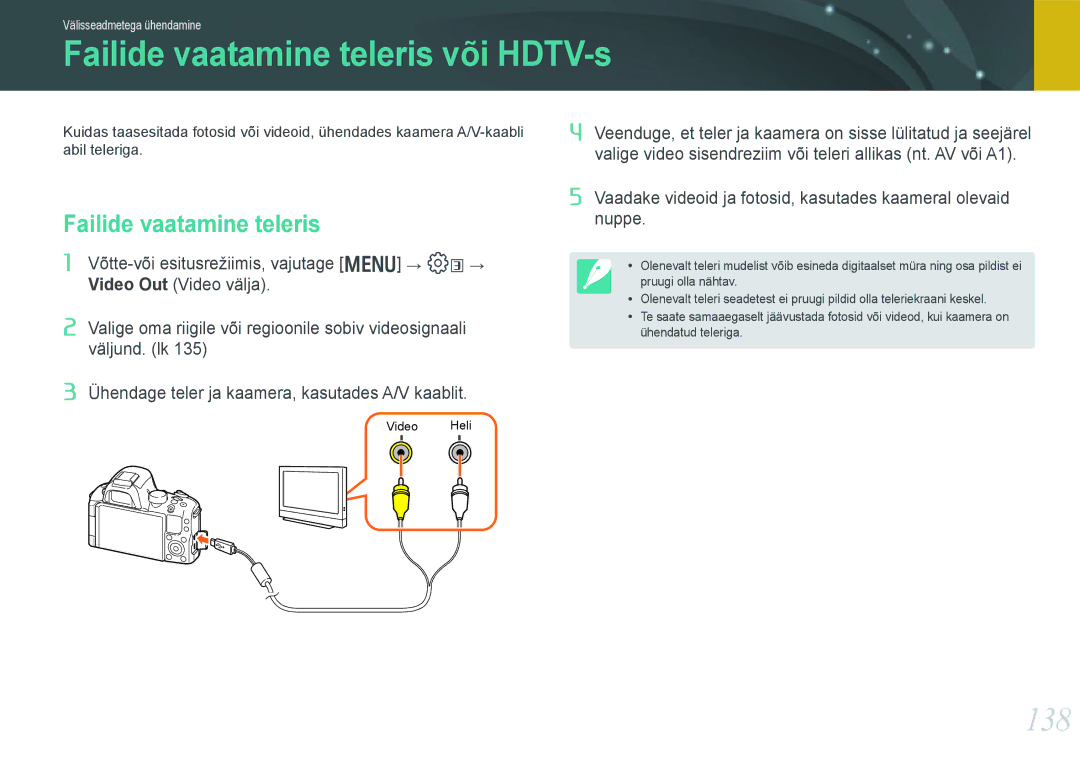 Samsung EV-NX20ZZBSBEE manual Failide vaatamine teleris või HDTV-s, 138 