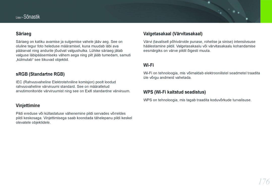 Samsung EV-NX20ZZBSBEE manual 176 