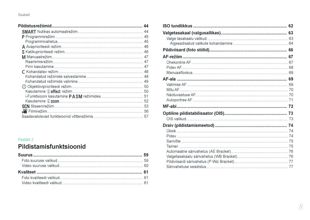 Samsung EV-NX20ZZBSBEE manual Nutikas automaatrežiim, Kasutamine E režiim 