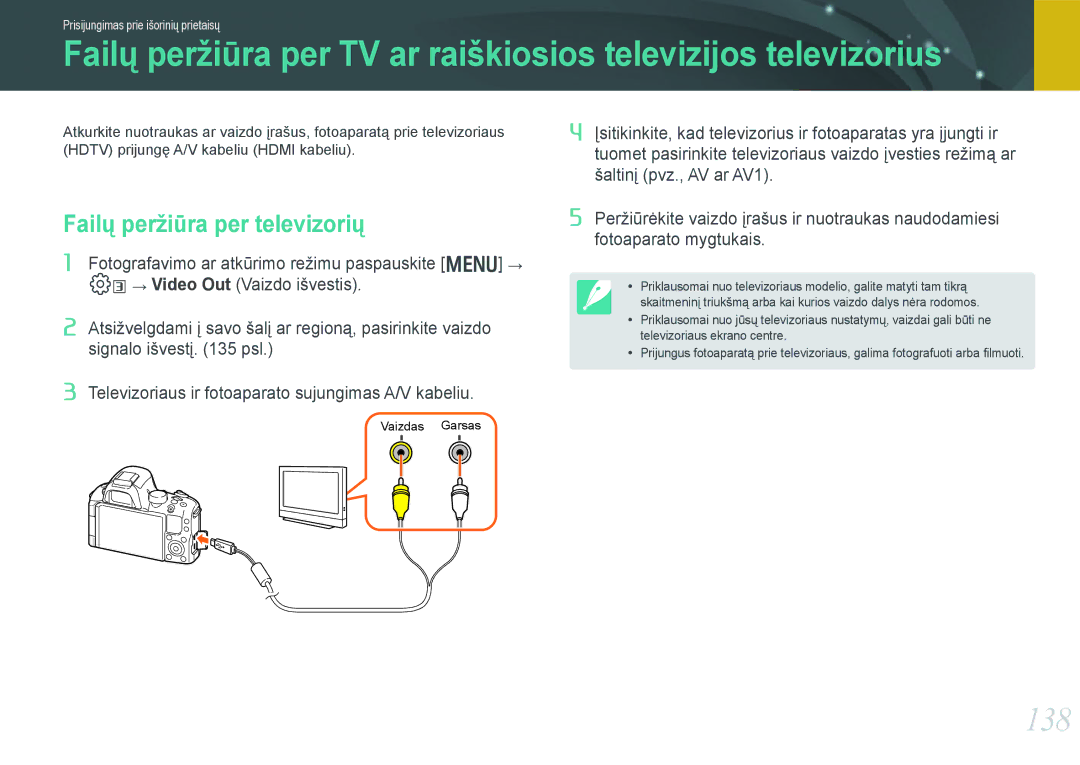 Samsung EV-NX20ZZBSBEE manual 138, Failų peržiūra per televizorių 