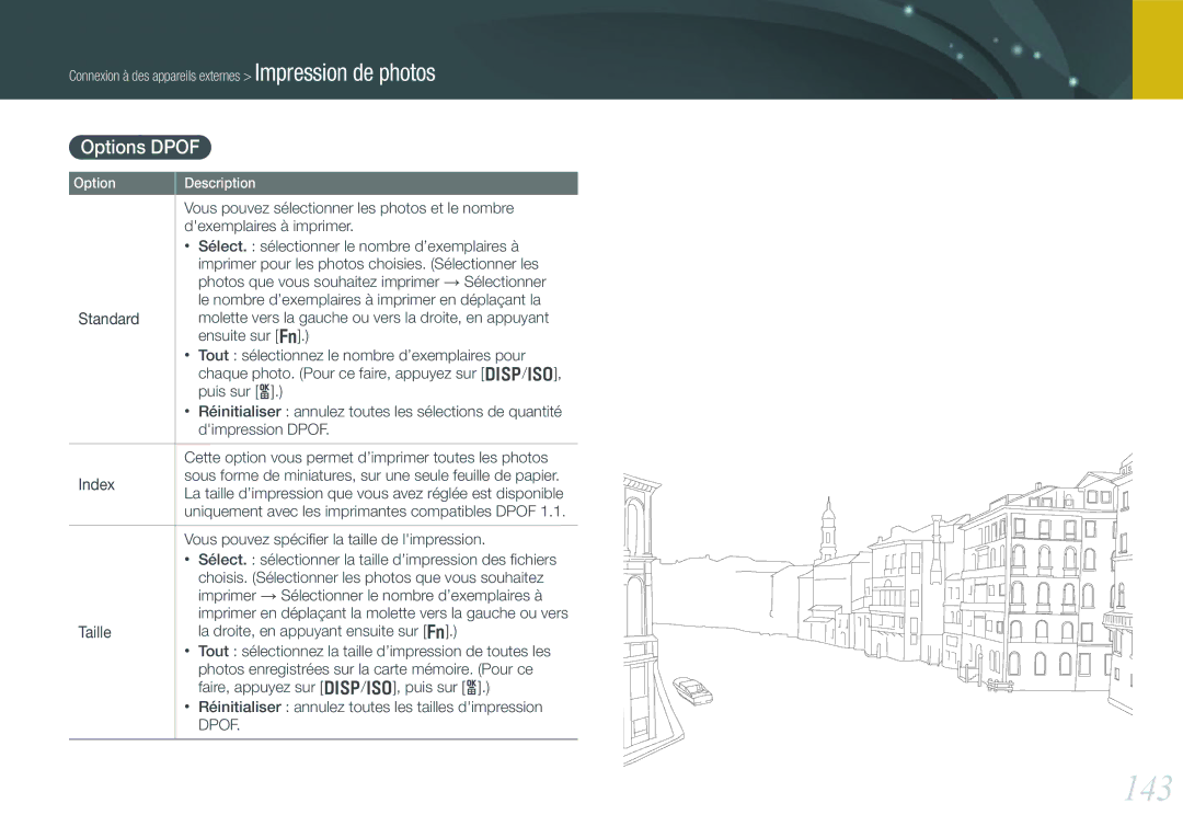 Samsung EV-NX20ZZBSBFR manual 143, Options Dpof 