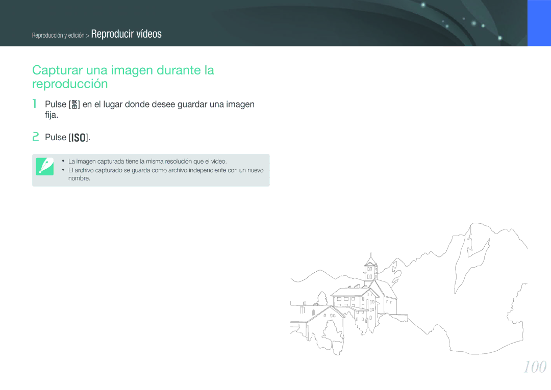 Samsung EV-NX20ZZBSBES, EV-NX20ZZBSBIL manual 100, Capturar una imagen durante la reproducción 