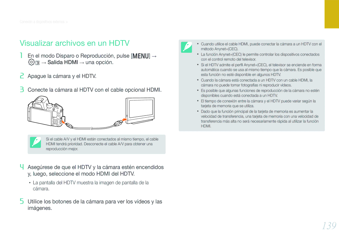 Samsung EV-NX20ZZBSBIL, EV-NX20ZZBSBES manual 139, Visualizar archivos en un Hdtv 