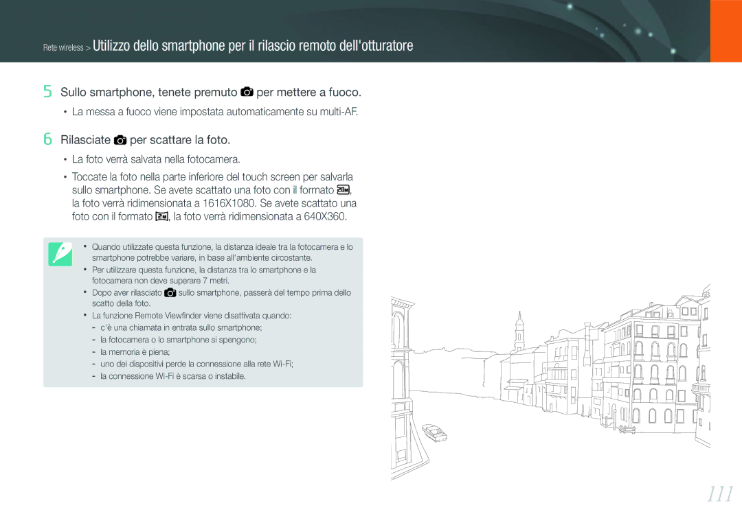 Samsung EV-NX20ZZBSBIT manual 111, Rilasciate per scattare la foto 