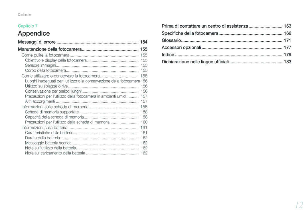 Samsung EV-NX20ZZBSBIT manual 155, 156, 158, 161 