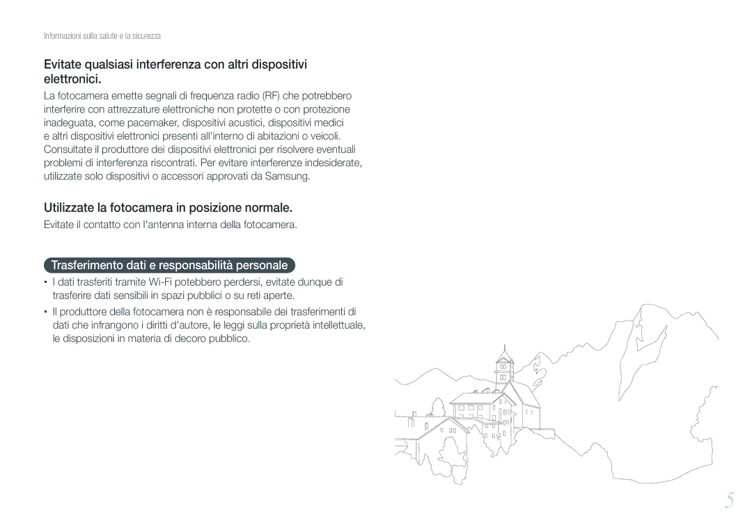 Samsung EV-NX20ZZBSBIT manual Utilizzate la fotocamera in posizione normale, Trasferimento dati e responsabilità personale 