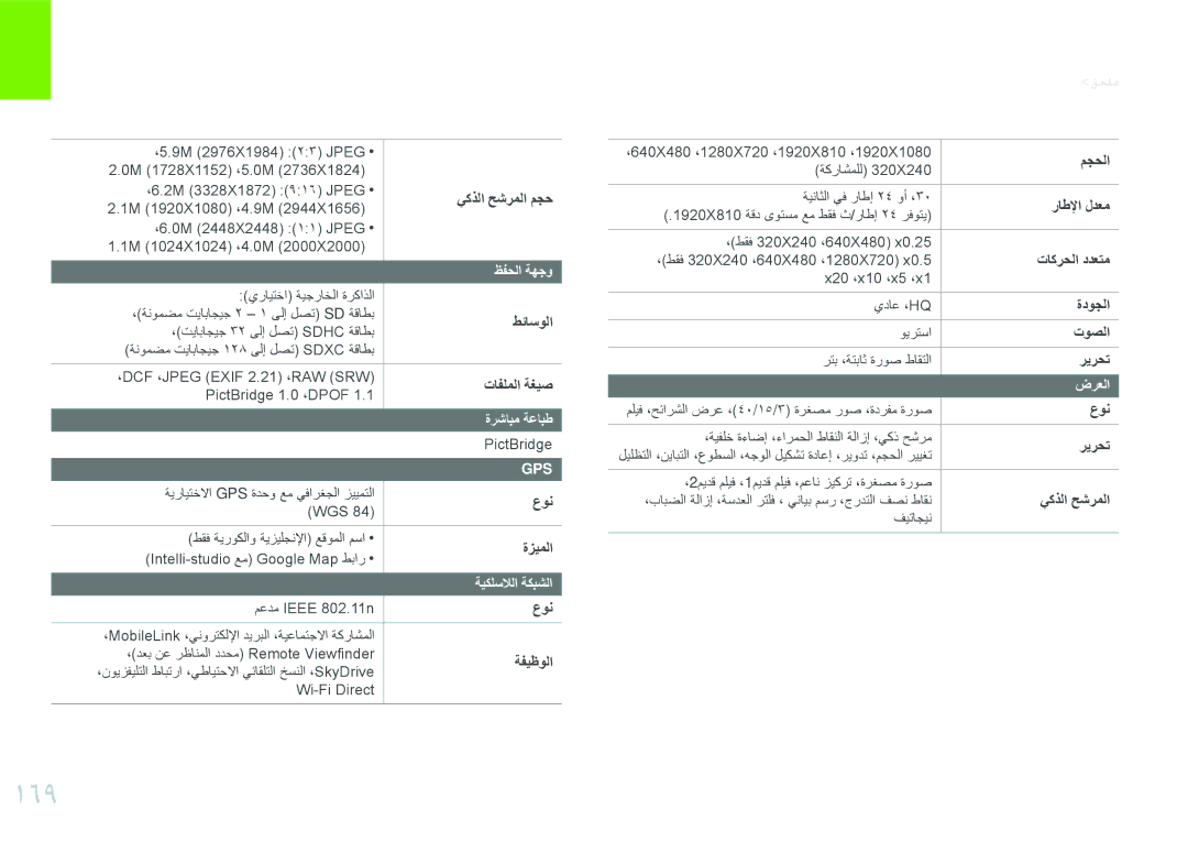 Samsung EV-NX20ZZBSBSA, EV-NX20ZZDSBME manual 169 