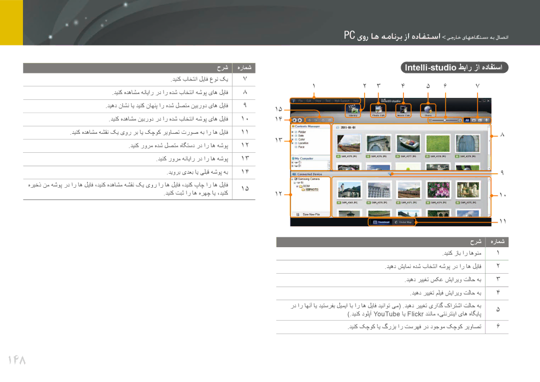 Samsung EV-NX20ZZDSBME, EV-NX20ZZBSBSA manual 148, Intelli-studio طبار زا هدافتسا 