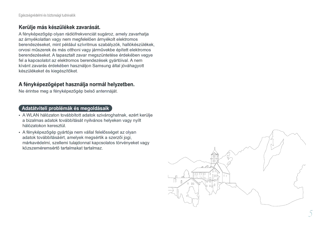 Samsung EV-NX20ZZBZBSE, EV-NX20ZZBSBSE manual Kerülje más készülékek zavarását, Fényképezőgépet használja normál helyzetben 
