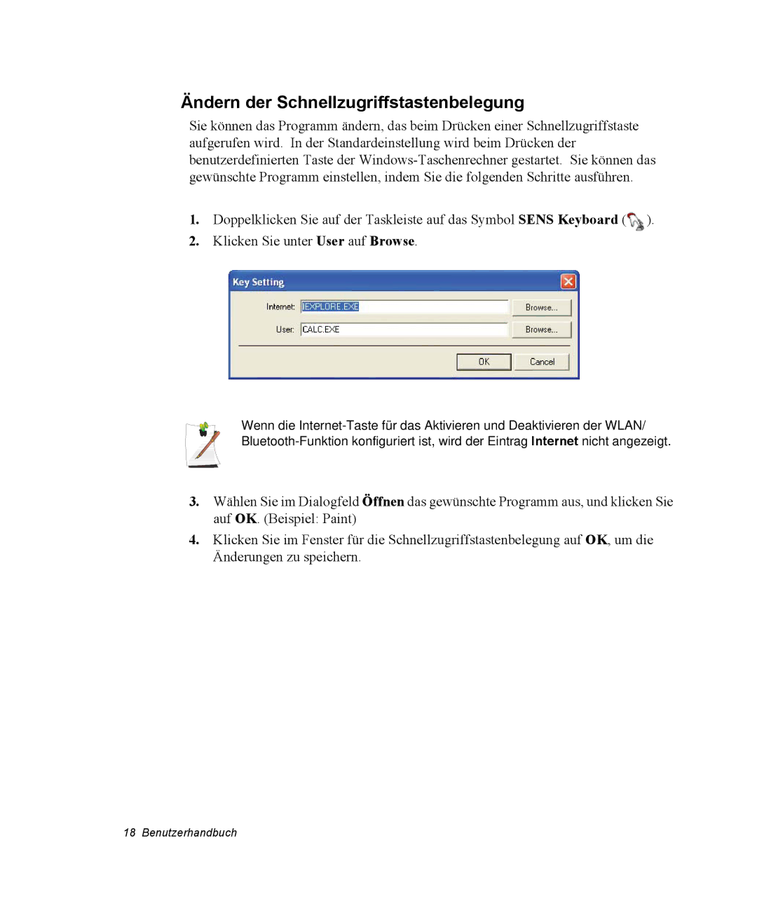 Samsung EV-NX20ZZBZBDE, EV-NX20ZZBZBNL, EV-NX20ZZBSBDE, EV-NX20ZZBSBPT manual Ändern der Schnellzugriffstastenbelegung 