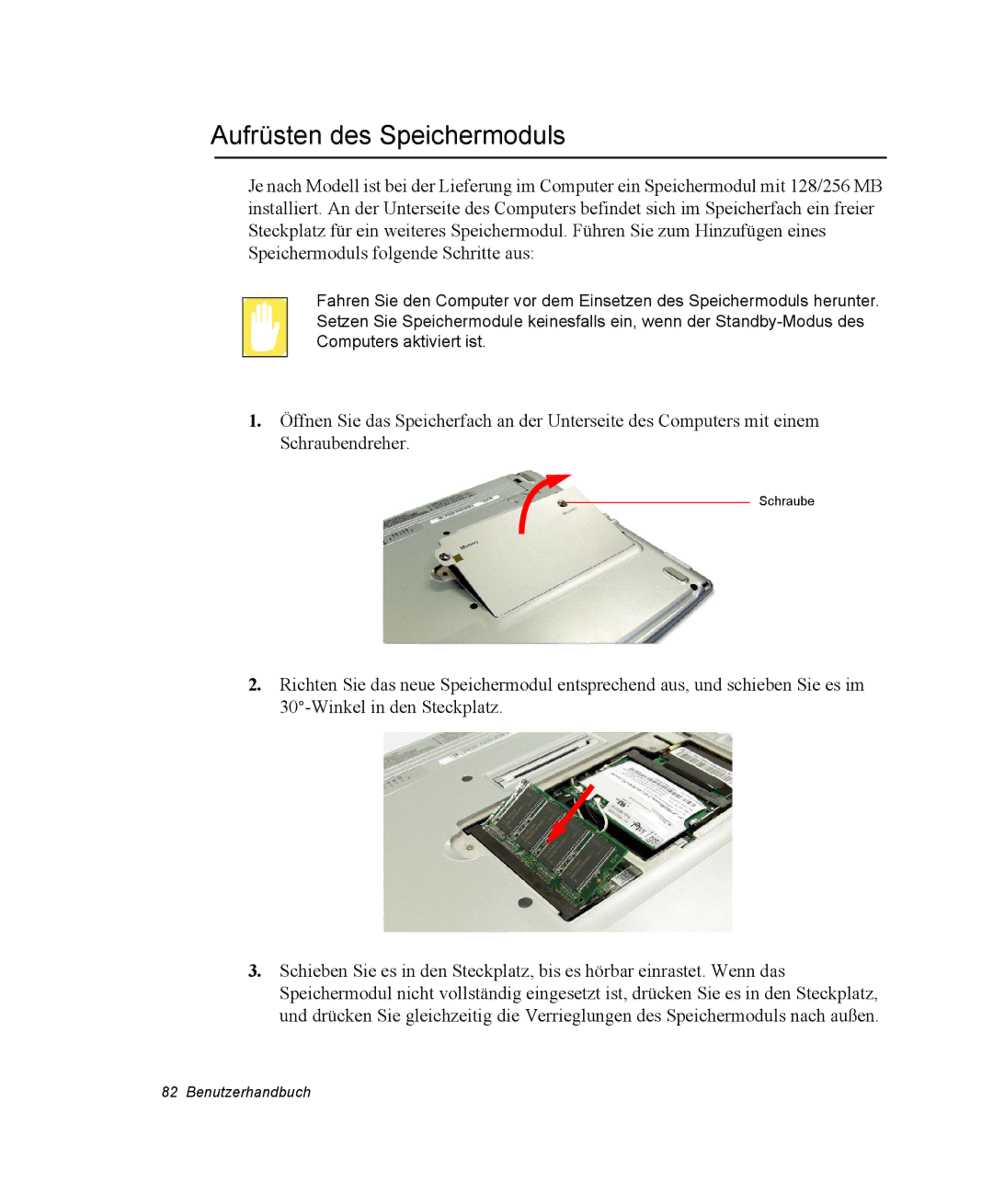 Samsung EV-NX20ZZBSBFR, EV-NX20ZZBZBNL, EV-NX20ZZBZBDE, EV-NX20ZZBSBDE, EV-NX20ZZBSBPT manual Aufrüsten des Speichermoduls 