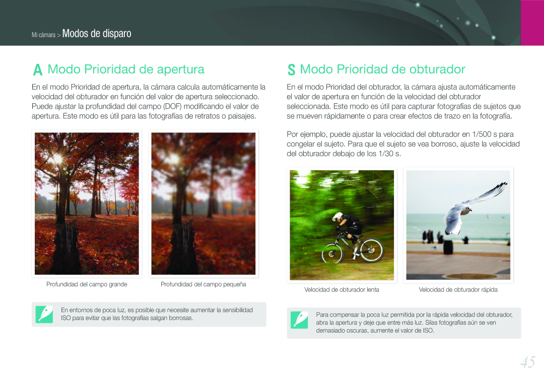 Samsung EV-NX210ZBSBES, EV-NX210ZBSTIL manual Modo Prioridad de apertura, Modo Prioridad de obturador 