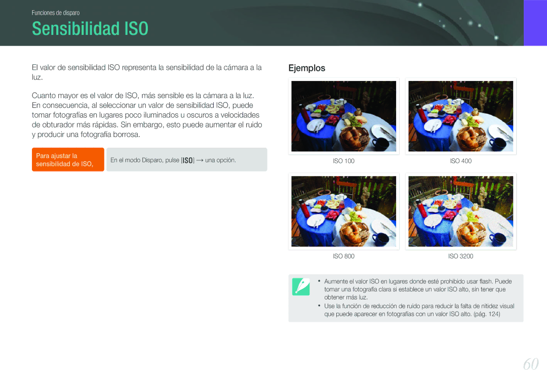 Samsung EV-NX210ZBSTIL, EV-NX210ZBSBES manual Sensibilidad ISO, Ejemplos 