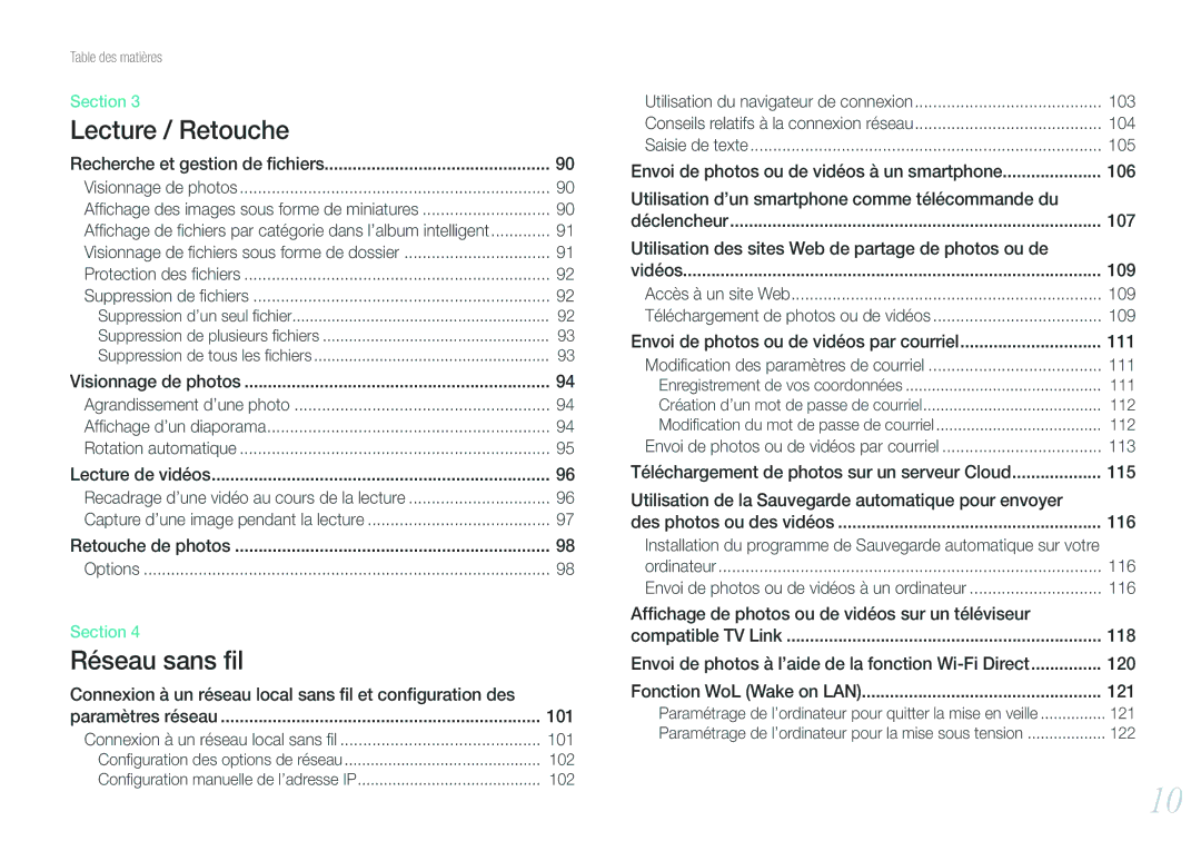 Samsung EV-NX210ZBSBFR manual Lecture / Retouche 