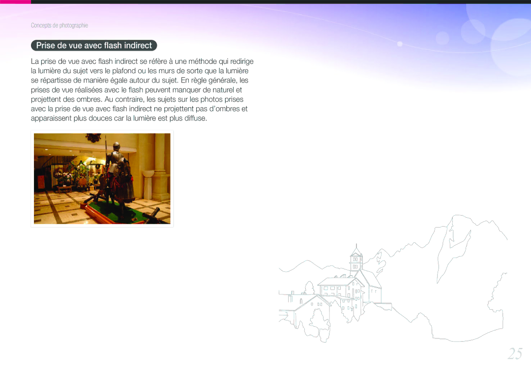 Samsung EV-NX210ZBSBFR manual Prise de vue avec ﬂash indirect 