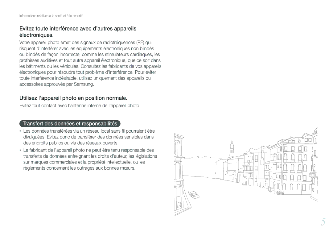 Samsung EV-NX210ZBSBFR manual Utilisez l’appareil photo en position normale, Transfert des données et responsabilités 