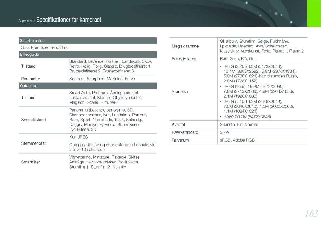 Samsung EV-NX210ZBSTDK, EV-NX210ZBSTSE manual 163 