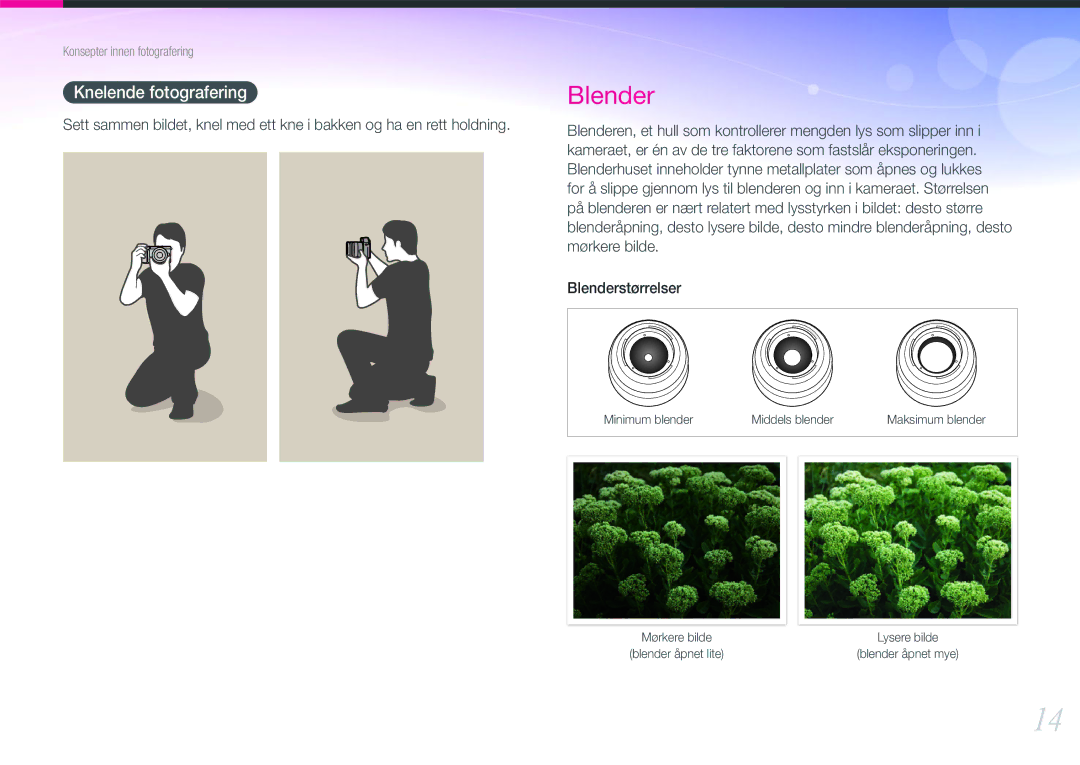 Samsung EV-NX210ZBSTSE, EV-NX210ZBSTDK manual Blender, Knelende fotografering 