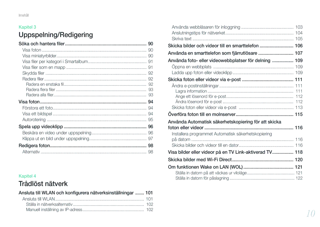 Samsung EV-NX210ZBSTSE, EV-NX210ZBSTDK manual Ansluta till Wlan och konﬁgurera nätverksinställningar, 101 