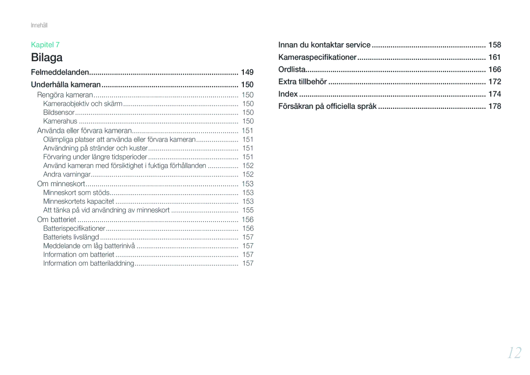 Samsung EV-NX210ZBSTSE, EV-NX210ZBSTDK manual 150, 151, 153, 156 