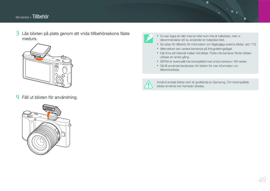 Samsung EV-NX210ZBSTSE, EV-NX210ZBSTDK manual Min kamera Tillbehör 