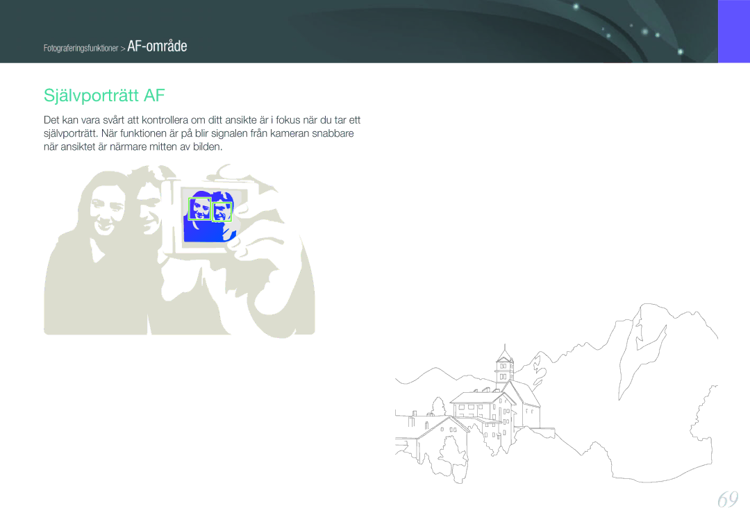 Samsung EV-NX210ZBSTDK, EV-NX210ZBSTSE manual Självporträtt AF 
