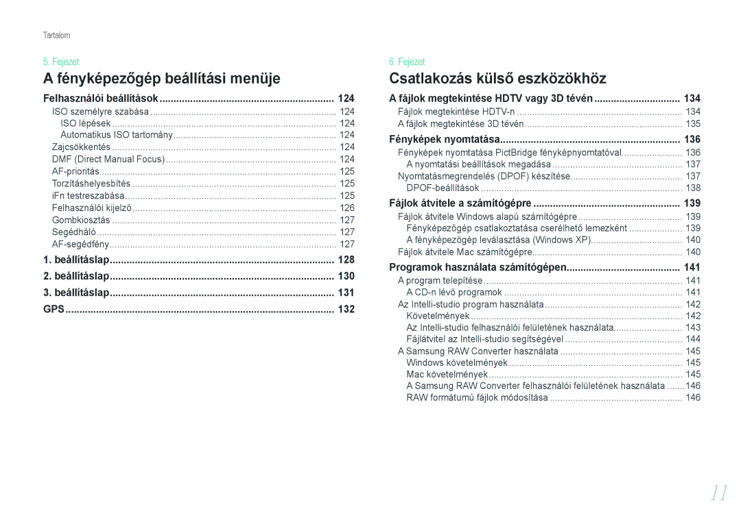 Samsung EV-NX210ZBSTDK, EV-NX210ZBSTSE manual 124, 128, 130, 131, 132, 134, 136, 139, 141 