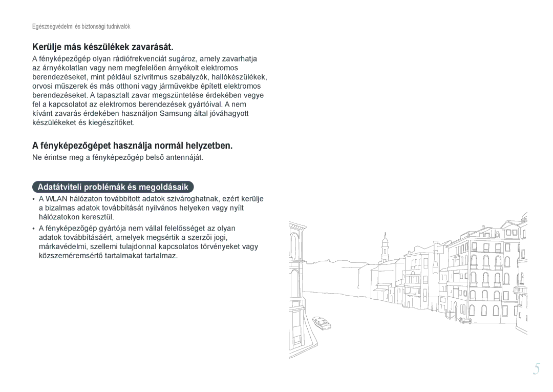 Samsung EV-NX210ZBSTDK, EV-NX210ZBSTSE manual Kerülje más készülékek zavarását, Fényképezőgépet használja normál helyzetben 