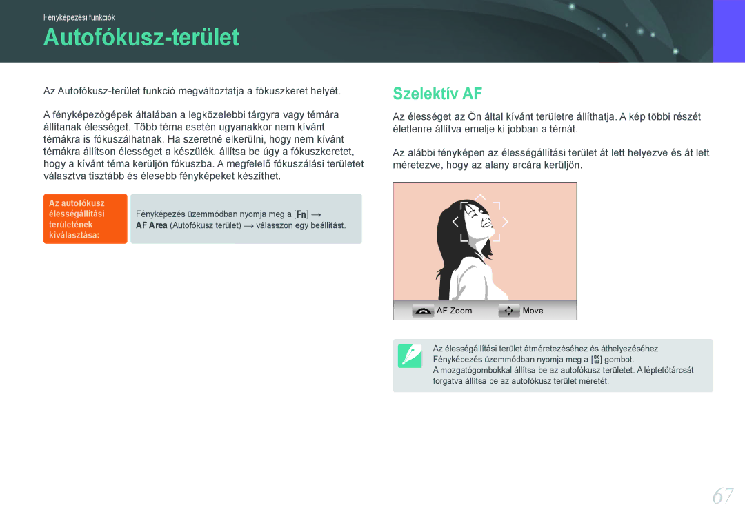 Samsung EV-NX210ZBSTDK, EV-NX210ZBSTSE manual Autofókusz-terület, Szelektív AF 