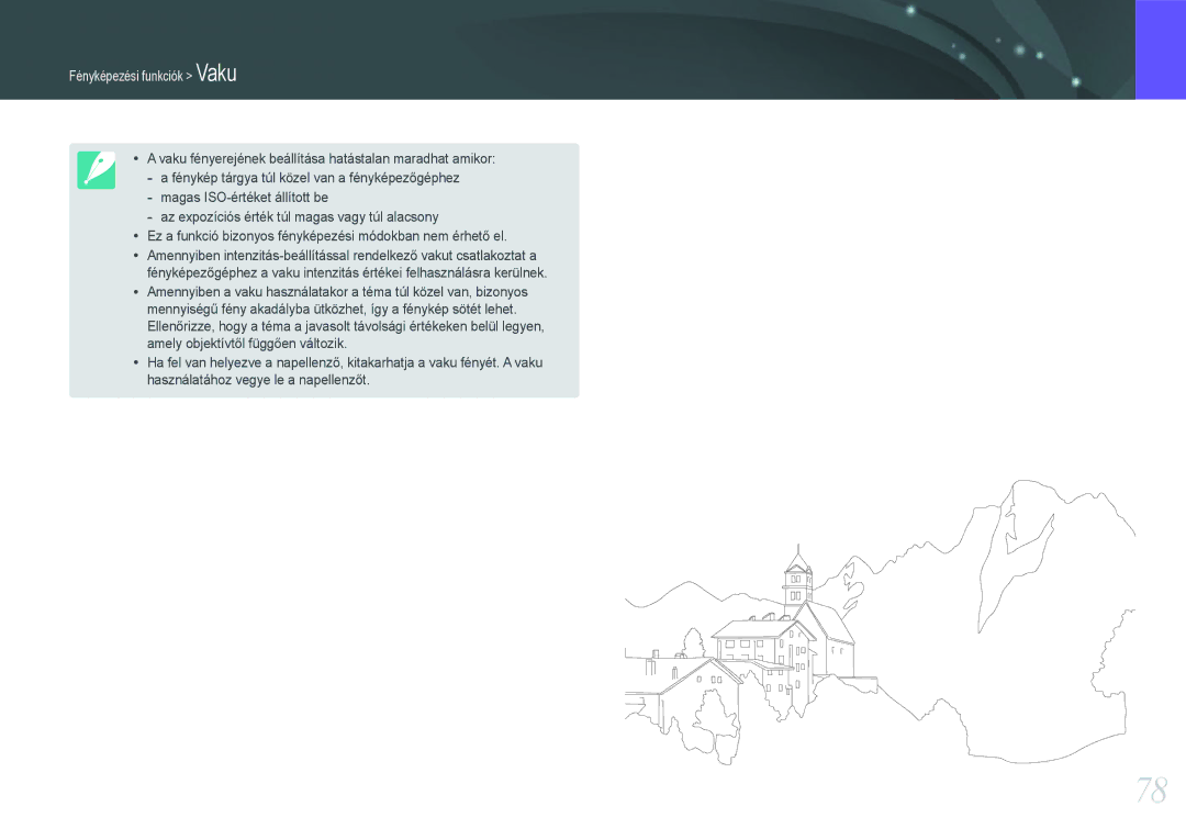 Samsung EV-NX210ZBSTSE, EV-NX210ZBSTDK manual Fényképezési funkciók Vaku 