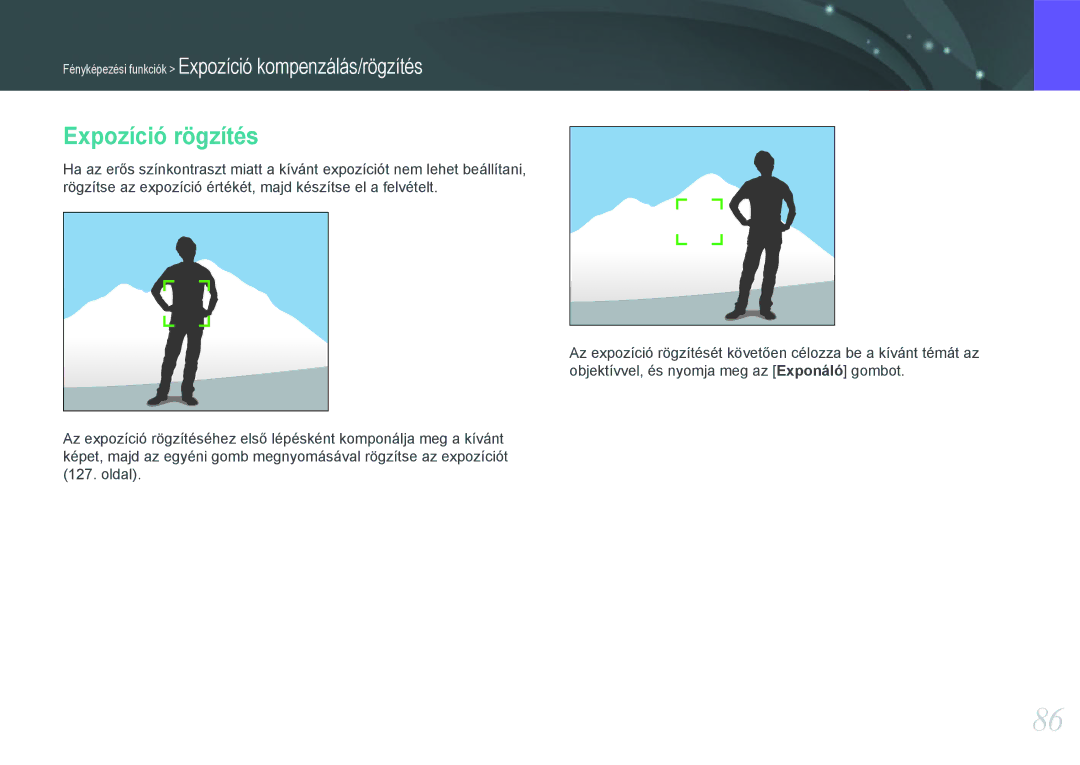 Samsung EV-NX210ZBSTSE, EV-NX210ZBSTDK manual Expozíció rögzítés 