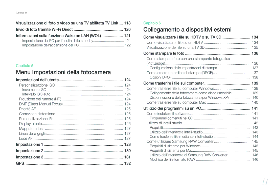 Samsung EV-NX210ZBSTIT, EV-NX210ZBSBIT manual 124, 125, 126, 127, 134, 135, 136, 137, 139, 140, 141, 142, 145 