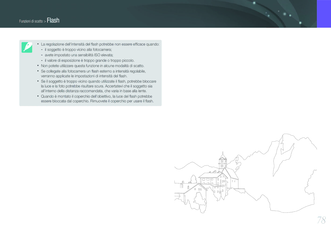 Samsung EV-NX210ZBSBIT, EV-NX210ZBSTIT manual Funzioni di scatto Flash 