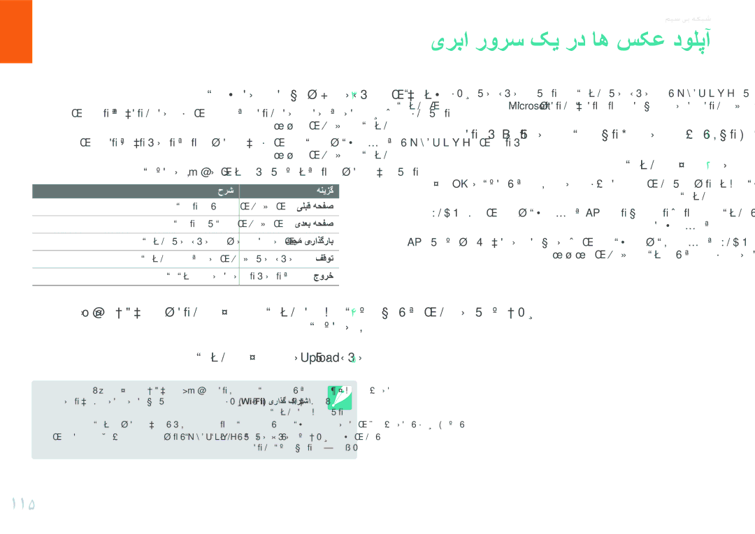 Samsung EV-NX210ZDSBIR, EV-NX210ZDSTME, EV-NX210ZDSBME, EV-NX210ZBSBSA, EV-NX210ZBSBAE manual یربا رورس کی رد اه سکع دولپآ, 115 