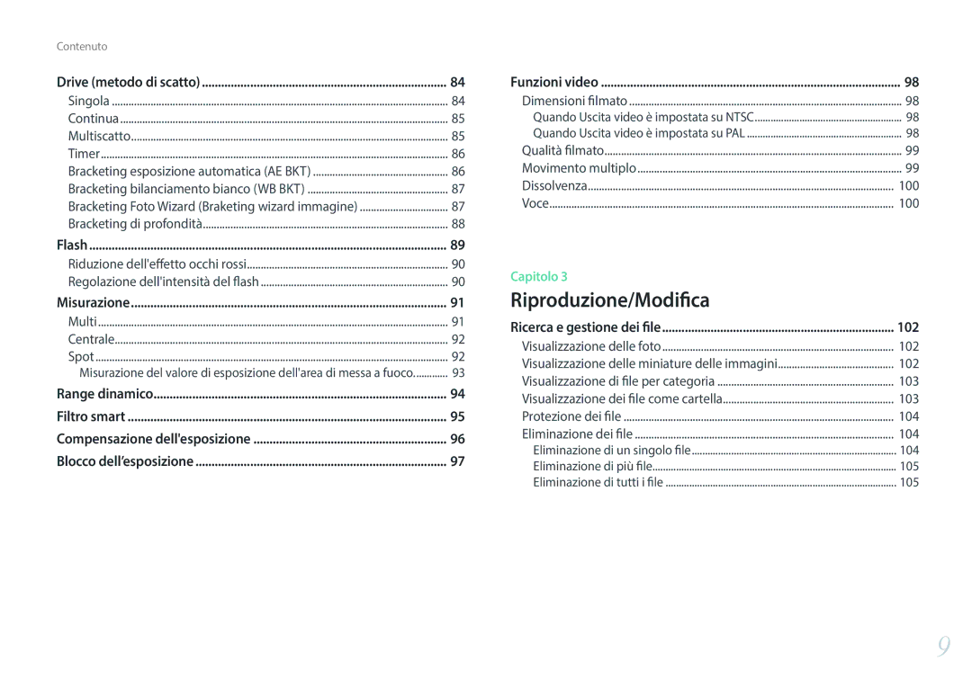 Samsung EV-NX3000BEIIT, EV-NX3000BEHIT, EV-NX3300BEBIT manual 102, 103, 104, 105 