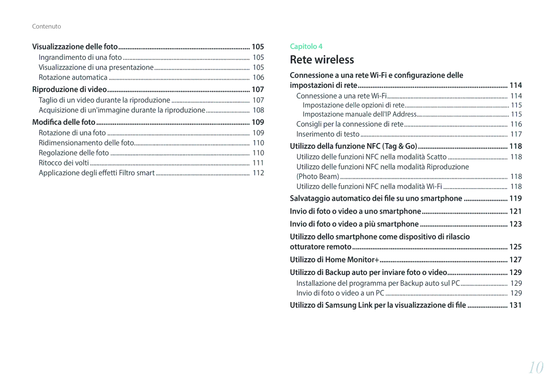 Samsung EV-NX3000BEIIT, EV-NX3000BEHIT manual 105, 107, 114, 118, 121, 123, 125, 127, 129 