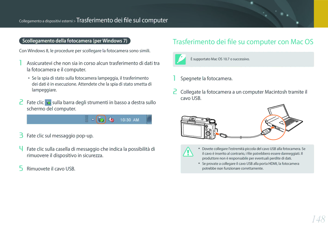 Samsung EV-NX3000BEIIT, EV-NX3000BEHIT manual 148, Scollegamento della fotocamera per Windows 