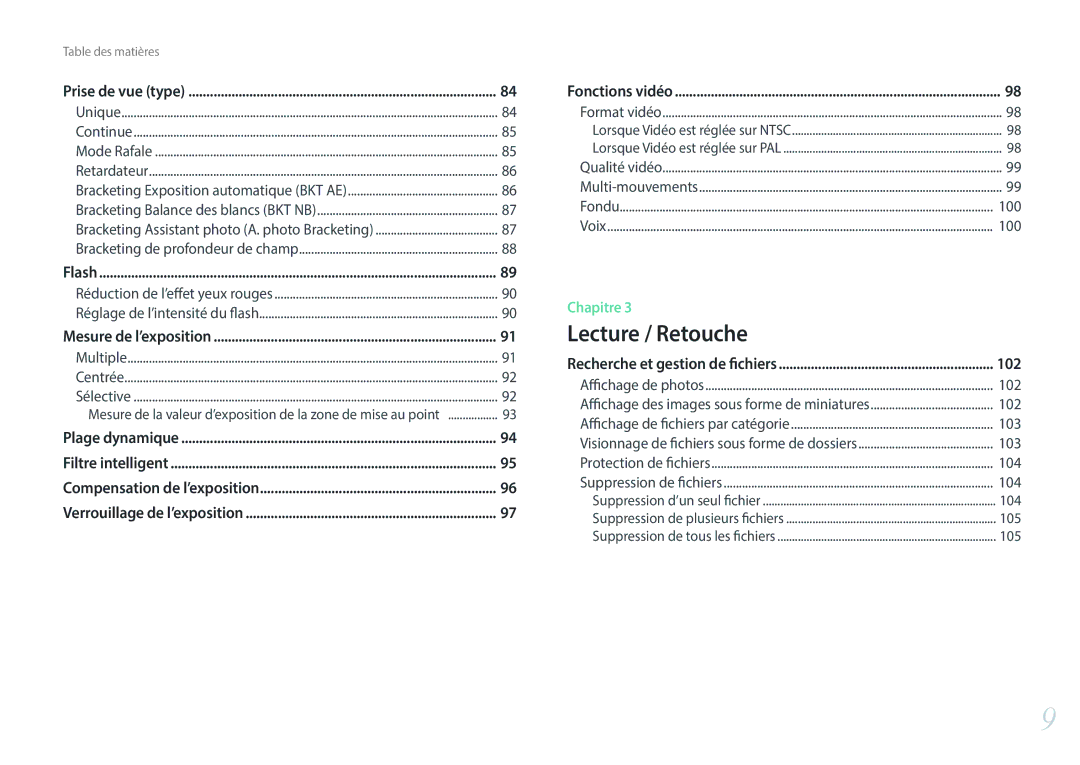 Samsung EV-NX3300BOWFR, EV-NX3000BOHFR, EV-NX3300BOBFR, EV-NX3000BEHFR, EV-NX3000BOIFR, EV-NX3000BPHFR manual 102 