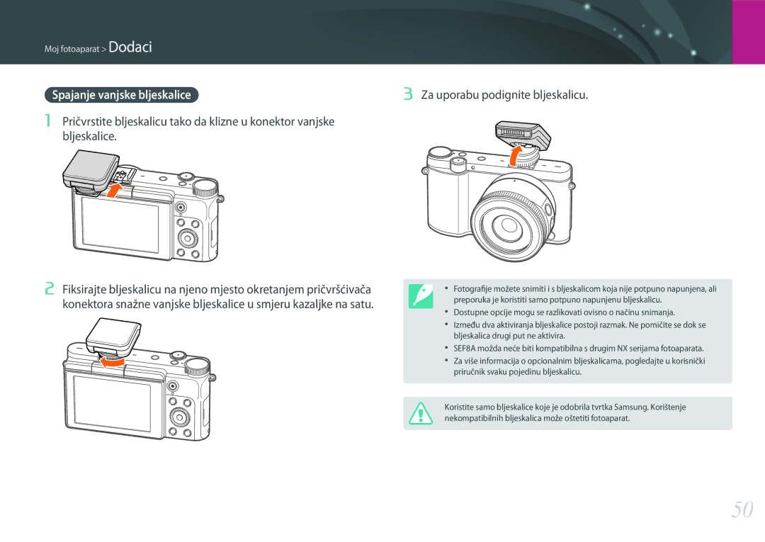 Samsung EV-NX3000BOHRS manual Za uporabu podignite bljeskalicu 