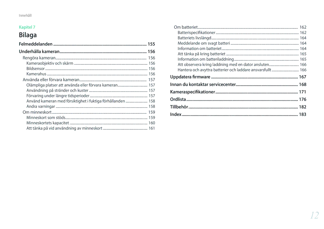 Samsung EV-NX3000BOJDK, EV-NX3000BOHSE, EV-NX3000BOJSE, EV-NX3000BOHDK, EV-NX3000BOIDK manual 155, 156, 168, 171, 176, 182, 183 